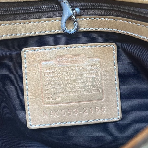 Coach • brown leather & woven adjustable shoulder bag with classic “C” allover - Picture 13 of 16